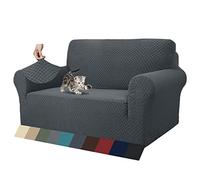 MAXIJIN Funda Nueva Jacquard para Sofá de 2 Plazas, Super Elástica Antideslizante, Amigable con Mascotas, Protector Elástico para Muebles (2 Plazas, Gris Oscuro)