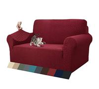 MAXIJIN Funda Nueva Jacquard para Sofá de 2 Plazas, Super Elástica Antideslizante, Amigable con Mascotas, Protector Elástico para Muebles (2 Plazas, Rojo Vino)