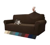 MAXIJIN Funda Nueva Jacquard para Sofá de 3 Plazas, Super Elástica Antideslizante, Amigable con Mascotas, Protector 1 Pieza para Muebles (3 Plazas, Café Oscuro)