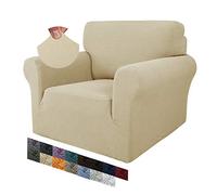 MAXIJIN Fundas Creativas de Jacquard para sillas para Sala de Estar, Fundas elásticas Antideslizantes para sillas con Brazos para Perros, Funda elástica de 1 Pieza (1 Plaza, Beige Claro)