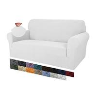 MAXIJIN Fundas de sofá de Jacquard Creativas para 2 plazas, súper elásticas, Antideslizantes, Fundas de sofá para Asientos de Amor, para Perros, Que admiten Mascotas (2 Plaza, Blanco)