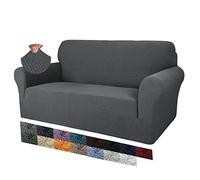 MAXIJIN Fundas de sofá de Jacquard Creativas para 2 plazas, súper elásticas, Antideslizantes, Fundas de sofá para Asientos de Amor, para Perros, Que admiten Mascotas (2 Plaza, Gris Oscuro)