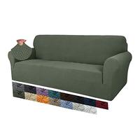 MAXIJIN Fundas de sofá de Jacquard Creativas para 3 plazas, Funda de sofá Antideslizante súper elástica para Perros Fundas de sofá de 1 Pieza con Protector de Muebles (3 Plaza, Verde Militar)