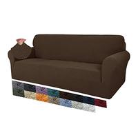 MAXIJIN Fundas de sofá de Jacquard Creativas para 3 plazas, Funda de sofá Antideslizante súper elástica para Perros Fundas de sofá de 1 Pieza con Protector de Muebles (3 Plaza, café Oscuro)
