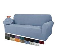 MAXIJIN Fundas de sofá extragrandes de Jacquard Creativas para 3 o 4 plazas, Funda de sofá Antideslizante súper elástica para Perros, Que admite Mascotas (4 Plaza, Azul Claro)