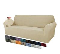 MAXIJIN Fundas de sofá extragrandes de Jacquard Creativas para 3 o 4 plazas, Funda de sofá Antideslizante súper elástica para Perros, Que admite Mascotas (4 Plaza, Beige Claro)