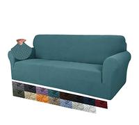 MAXIJIN Fundas de sofá extragrandes de Jacquard Creativas para 3 o 4 plazas, Funda de sofá Antideslizante súper elástica para Perros, Que admite Mascotas (4 Plaza, Azul Pavo Real)