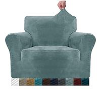 MAXIJIN Fundas Gruesas de Terciopelo para sillas para sillones Funda de sofá Antideslizante elástica 1 Plaza para Perros Funda elástica de 1 Pieza para Silla con Brazos (1 Plaza, Azul Polvoriento)