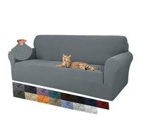 MAXIJIN Fundas para sofá jacquard creativas para 3 plazas, 1 funda de sofá antideslizante superelástica para perros (3 plazas, gris claro)
