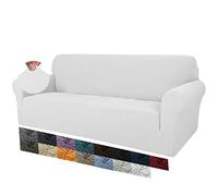 MAXIJIN Fundas para sofá jacquard creativas para 3 plazas, 1 funda de sofá antideslizante superelástica para perros (3 plazas, blanco)