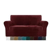 MAXIJIN Grueso del sofá del Terciopelo Cubiertas Cubiertas 2 plazas Estiramiento del resbalón no Loveseat para Sala de Estar Perros Pet Love Asiento Sofá Fundas (2 Plaza, Rojo Vino)