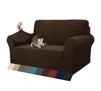 MAXIJIN, las más nuevas fundas de sofá Jacquard de 2 plazas, fundas antideslizantes para el asiento del amor del perro, fundas protectoras 2 plaza, café oscuro)