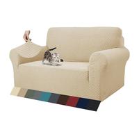 MAXIJIN, las más Nuevas Fundas de sofá Jacquard de 2 plazas, Fundas Antideslizantes para el Asiento del Amor del Perro, Fundas Protectoras (2 Plaza, Beige Claro)