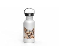 MAXIKIWI - Botella de acero inoxidable de una sola pared con tapa de rosca y asa, sin aislamiento, ligera, sin BPA, a prueba de fugas, raza de perro que mira - 500 ml