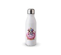 MAXIKIWI - Botella de agua de una sola pared con tapa de rosca, aluminio ligero no aislado, sin BPA, a prueba de fugas - Perro unicornio y dona - 500 ml
