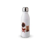 MAXIKIWI Botella de agua de una sola pared con tapa de rosca, aluminio ligero no aislado, sin BPA, a prueba de fugas, perro de Navidad y niña pequeña, 500 ml
