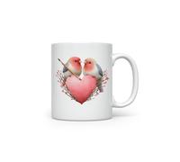 MAXIKIWI - Taza de café o té de cerámica suave y duradera para el hogar u oficina, perfecta para cualquier ocasión, diseño de pareja de pájaros de San Valentín, 300 ml