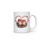 MAXIKIWI - Taza de café o té de cerámica suave y duradera para el hogar u oficina, perfecta para cualquier ocasión, diseño de pareja de pájaros de San Valentín, 300 ml