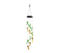 Maximex Carillón de viento LED para jardín, resistente a la intemperie, funciona con energía solar, brilla en la oscuridad, con 6 campanas de sonido, panel solar y gancho para colgar, 12,5 x 78 x 12,5