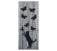 Maximex Cortina de bambú con diseño de gato y mariposa, color blanco, 200 x 90 x 0,1 cm