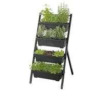 Maximex Lecho Vertical Huerto Urbano 4 Niveles inclinación Ajustable jardineras con Drenaje apilables 56.5 x 108 x 62 cm plástico Negro