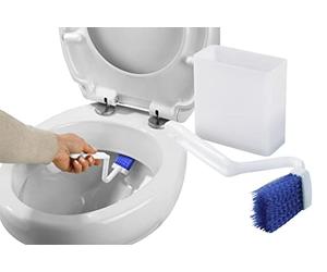 Maximex Limpiador de Borde de Inodoro con Caja de Pared con 2 ventosas, Polipropileno, Color Blanco/Morado