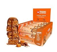 MaxiNutrition Barrita proteica de gofre con sabor a caramelo 27% de proteína, 192 kcal (12 barritas de proteína x 39 g), sin azúcar añadido