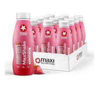 MaxiNutrition - MaxShake - Batido de Proteínas 25 g por Unidad - Pack 12 uds x 330 ml - Bajo en Grasa y Carbohidratos - Sin Lactosa ni Aromas Artificiales - Elaborado en Alemania (Sabor Fresa)