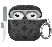 Maxjoy Funda para AirPods de 4ª generación, funda grabada para AirPod 4, funda protectora de silicona suave para iPod 4 para mujeres y hombres con llavero para Airpod de 4ª generación 2024, gris
