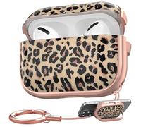 Maxjoy Funda para Airpods Pro de 2ª/1ª generación con bloqueo, bonita funda protectora suave para iPod Pro 2 para mujeres y hombres con llavero para Airpods Pro (2023/2022/2019), estampado de leopardo