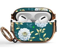 Maxjoy Funda para Airpods Pro de 2ª generación/1ª generación con cerradura, funda protectora rígida para iPod Pro 2, para mujeres y hombres con llavero para Airpods Pro (2022/2019), floral