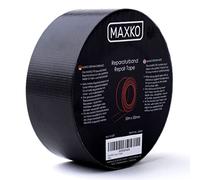MAXKO - Cinta Americana Universal 50mm x 50 m - Cinta Adhesiva de Color Negro - Cinta Fuerte de Tela Reforzada con Tejido - Para Interiores y Exteriores