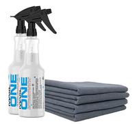 MAXL ONE Spray para coche con tecnología Triphene, spray rápido y limpieza multiusos sin agua, para limpiar, brillar, proteger pintura, vidrio, ruedas, recortar sin prelavado (2, 20 onzas con 4 paños