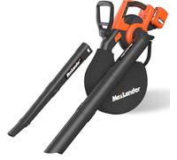 MAXLANDER Soplador de hojas 3 en 1 con batería 2 x 4,0 Ah | Potencia de aire 610 m³/h, velocidad del aire 290 km/h, robusta bolsa de recogida de 45 litros, trituradora