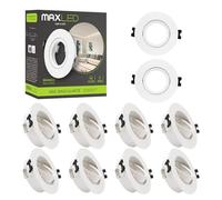 Maxled, Light is Led! 10x Marco Foco Empotrable GU10 para Bombillas LED/Halógeno 30° Giratorio Blanco Focos Downlight Marcos Empotrado Ojos de Buey de Techo para Baño Sala Cocina Orificio Φ75mm