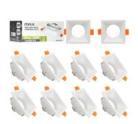 Maxled, Light is Led! 10x Marco Foco Empotrable GU10 para Bombillas LED/Halógeno Cuadrado Blanco Focos Downlight Lámpara Marcos Empotrado Ojos de Buey de Techo para Baño Sala Cocina Orificio 73mmx73mm