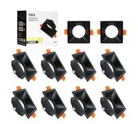 Maxled, Light is Led! 10x Marco Foco Empotrable GU10 para Bombillas LED/Halógeno Cuadrado Negro Focos Downlight Lámpara Marcos Empotrado Ojos de Buey de Techo para Baño Sala Cocina Orificio 73mmx73mm