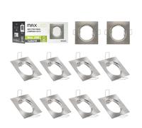 Maxled, Light is Led! 10x Marco Foco Empotrable GU10 para Bombillas LED/Halógeno Cuadrado Níquel Focos Downlight Lámpara Marcos Empotrado Ojos de Buey de Techo para Baño Sala Cocina Orificio 65mmx65mm