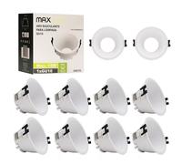 Maxled, Light is Led! 10x Marco Foco Empotrable GU10 para Bombillas LED/Halógeno Redondo Blanco Focos Downlight Lámpara Marcos Empotrado Ojos de Buey de Techo para Baño Sala Cocina Orificio Φ83mm