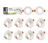 Maxled, Light is Led! 10x Marco Foco Empotrable GU10 para Bombillas LED/Halógeno Redondo Blanco Focos Downlight Lámpara Marcos Empotrado Ojos de Buey de Techo para Baño Sala Cocina Orificio Φ72mm