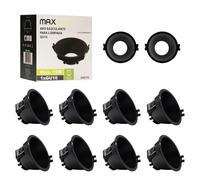 Maxled, Light is Led! 10x Marco Foco Empotrable GU10 para Bombillas LED/Halógeno Redondo Negro Focos Downlight Lámpara Marcos Empotrado Ojos de Buey de Techo para Baño Sala Cocina Orificio Φ83mm
