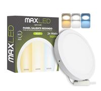Maxled, Light is Led! Downlight LED Panel Superficie Redondo 24W 1920 Lúmen Focos Led Interior Techo Φ300mm x 30mm 3000K-6000K Blanco Cálido/Blanco Neutro/Blanco Frío 85V-265V Aluminio No Regulable