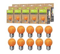 Maxled, Light is Led! E27 10x Bombilla LED Naranjas 1W 50 Lumenes G45 Ballon Bombillas de Colores Lámpara Para Patio Luz Naranjas para Navidad Halloween Ambientes Festivos Bar y Fiesta CA220-240V