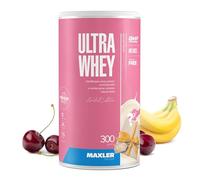 Maxler Ultra Whey Proteína - 24 g de proteína por porción - Polvo de proteína de suero puro - Concentrado de proteína de suero - Aislado de proteína de suero de suero - con BCAA - Plátano de cereza -
