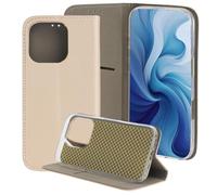 maxlife Smart Magnet Funda para iPhone 16 Pro Dorado 6,3 Pulgadas - Funda Tipo Libro con Ranura para Tarjetas - Funda Magnetica con Función de Soporte - Carcasa de Cuero Sintético con Marco de TPU