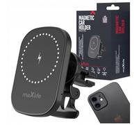 maxlife Soporte Móvil Coche Magnético con Carga Inalámbrica de 15W - Suporte Telemovel Carro Carga Rápida - Estable y Confiable para Tus Viajes - Soporte Movil Coche Rejilla Aire con Rotación de 360°