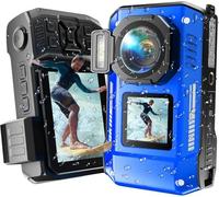 MaxMango D50 33FT Cámara Acuática, 8K 70MP Cámara Impermeable con Doble Pantalla, Batería 2500mAh, Cámara Digital de Fotos para Snorkeling Natación Surf, Tarjeta 16GB, Azul