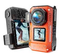 MaxMango D50 33FT Cámara Digital Impermeable, 8K 70MP Cámara Acuática con 16 GB, Cámara de Fotos con 2.88" Doble Pantalla 18x, Resistente al Polvo y a los Golpes, Autofocus - Naranja