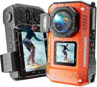MaxMango D50 33FT Cámara Digital Impermeable, 8K 70MP Cámara Acuática con 16 GB, Cámara de Fotos con 2.88" Doble Pantalla 18x, Resistente al Polvo y a los Golpes, Autofocus - Naranja