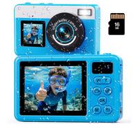 Maxmango D70 Cámara Acuática 4K 48MP, Cámara Impermeable 10FT para Piscina y Playa, Doble Pantalla Autofocus Zoom 18X, Cámara Flotante Regalo para Adolescentes y Principiantes con Tarjeta 16GB, Azul